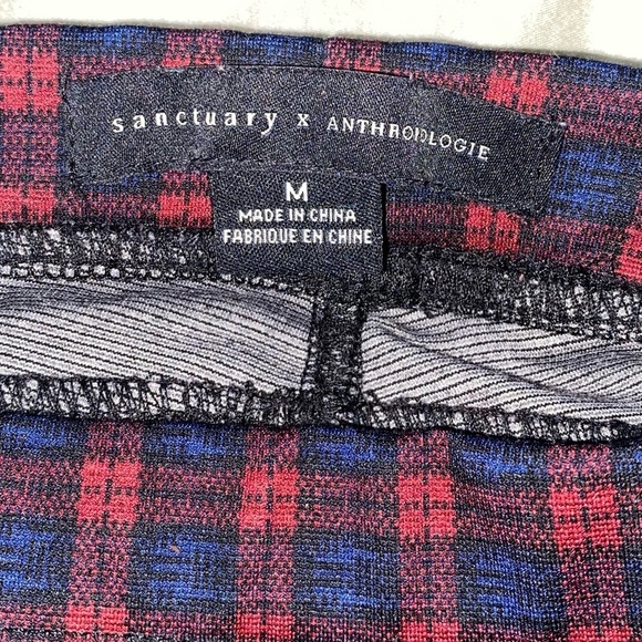 ANTHROPOLOGIE X SANCTUARY FINCHLEY PLAID LEGGINGS RED AND NAVY ANTHRO BOHEMIAN - Picture 7 of 13